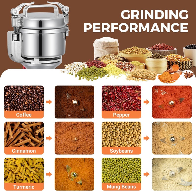 LEEVOT Grain Mill 300g Commercial Spice Grinder Electric 1200W Stainless Steel Pulverizer Dry Grinders for Grinding Wheat, Oats, Corn, Pepper, and Coffee Beans – Grinder for Kitchen. - Image 5